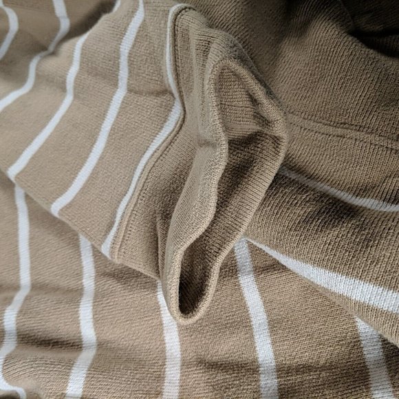 Land's End Quarter 1/4 Zip Pullover Sweater Beige Tan Striped Long Sleeve XXL 2X - Picture 10 of 14